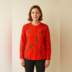 Escada Animal Print Tiger Silk Blouse Medium